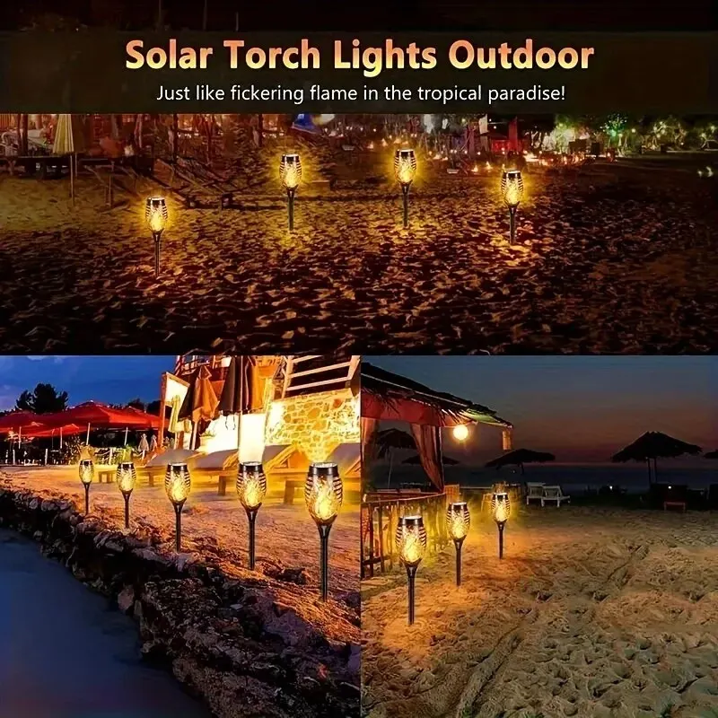 LED Solar Flame Torch Light - Waterproof Outdoor Garden Decoration, Flickering Lawn Lamp - Image 3