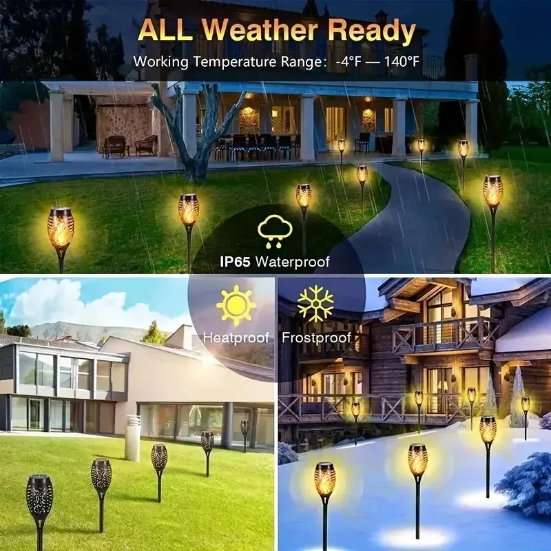 LED Solar Flame Torch Light - Waterproof Outdoor Garden Decoration, Flickering Lawn Lamp - Image 4