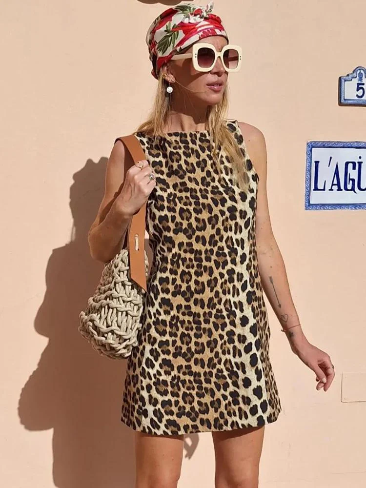 Leopard Print Mini Dress for Women - Stylish Summer Dress with Flattering Fit for Casual and Festive Occasions - Image 6