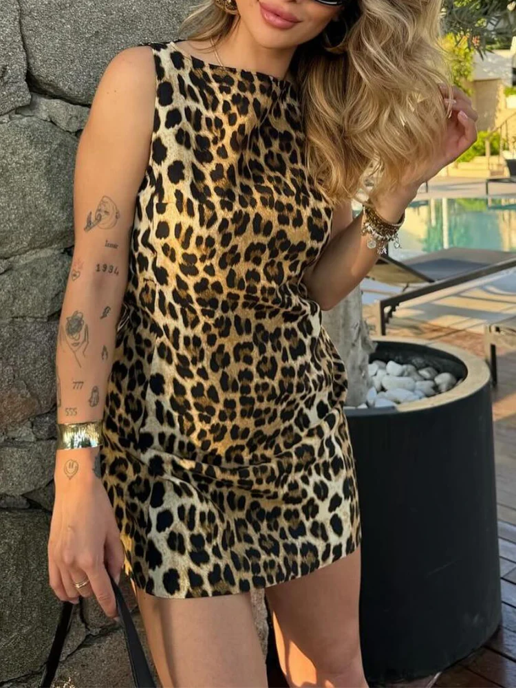 Leopard Print Mini Dress for Women - Stylish Summer Dress with Flattering Fit for Casual and Festive Occasions - Image 7