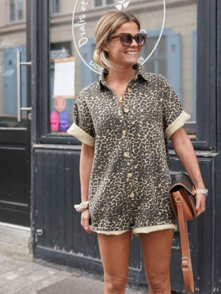 Leopard Print Summer Set for Women, Comfortable Polyester Outfit for Beach and Casual Outings - Image 7