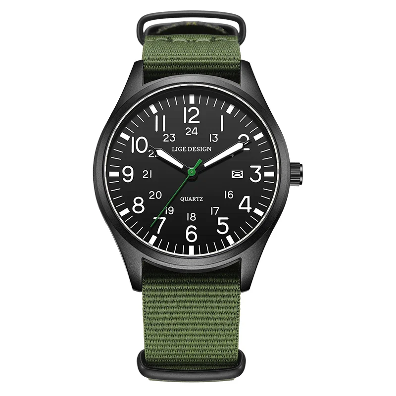 Quartz Watch Beige Dial Nylon Strap Waterproof Luminous - Image 10