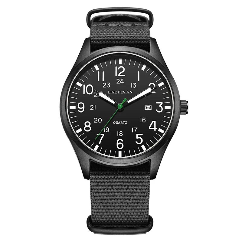 Quartz Watch Beige Dial Nylon Strap Waterproof Luminous - Image 8