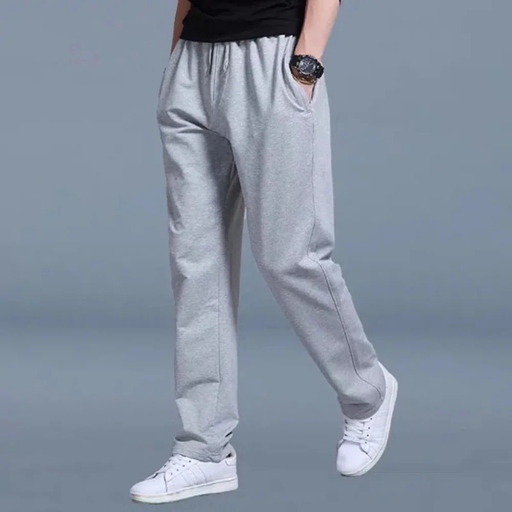 Light Summer Jogging Pants for Men, Comfortable Wide Leg Sweatpants with Adjustable Waistband, Cotton Training Joggers - Image 10