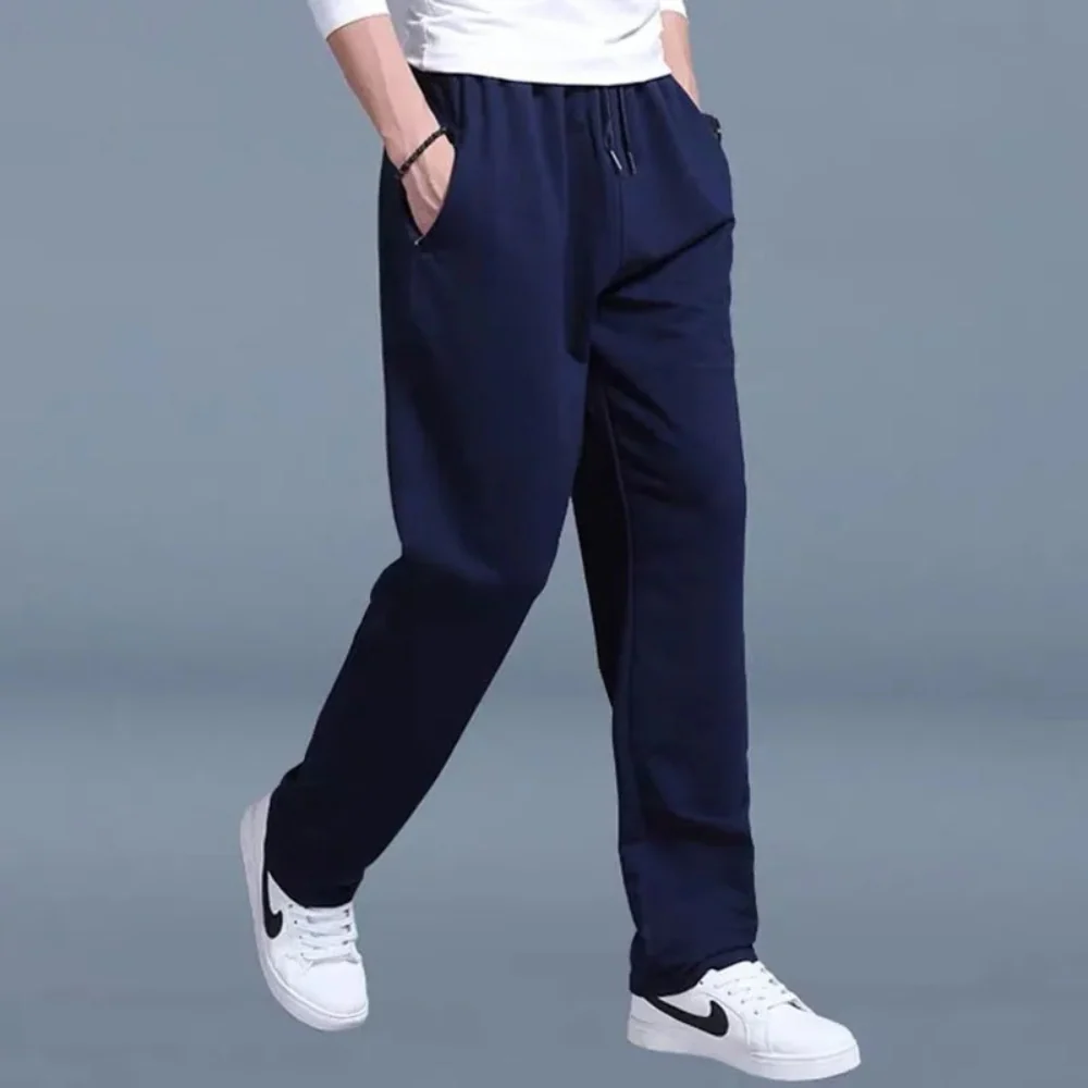 Light Summer Jogging Pants for Men, Comfortable Wide Leg Sweatpants with Adjustable Waistband, Cotton Training Joggers - Image 2
