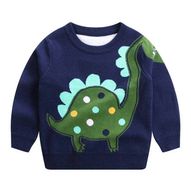 Lightweight Boys Sweater - Crewneck Pullover, Cotton, Winter - Image 6