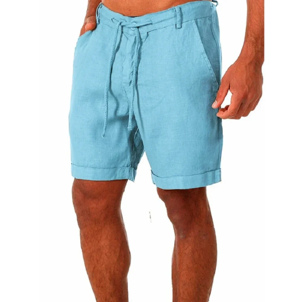 Lightweight Breathable Cotton Linen Summer Shorts for Men, Relaxed Fit Casual Beach Wear - Image 9