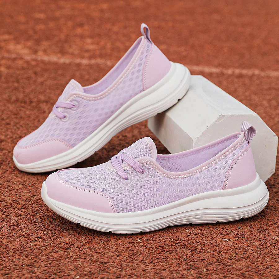 Lightweight Breathable Women’s Lace-Up Sneakers - Low-Profile Round-Toe, Mesh Upper, For Everyday Wear - Image 4