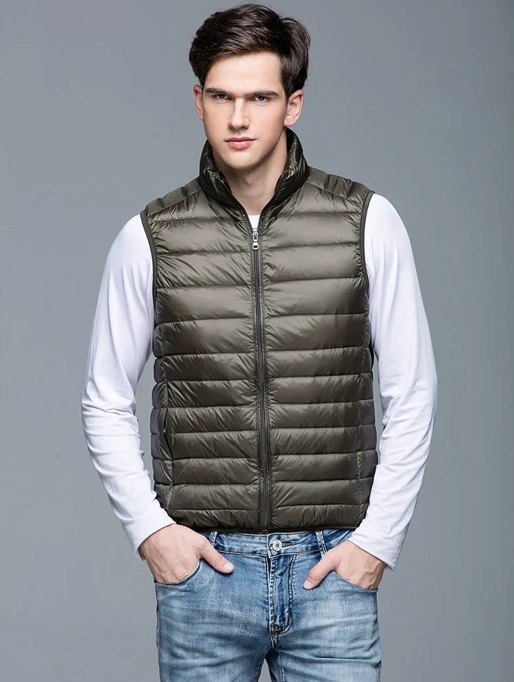 Lightweight Classic Men Down Vest - Quilted Nylon Layering - Image 11