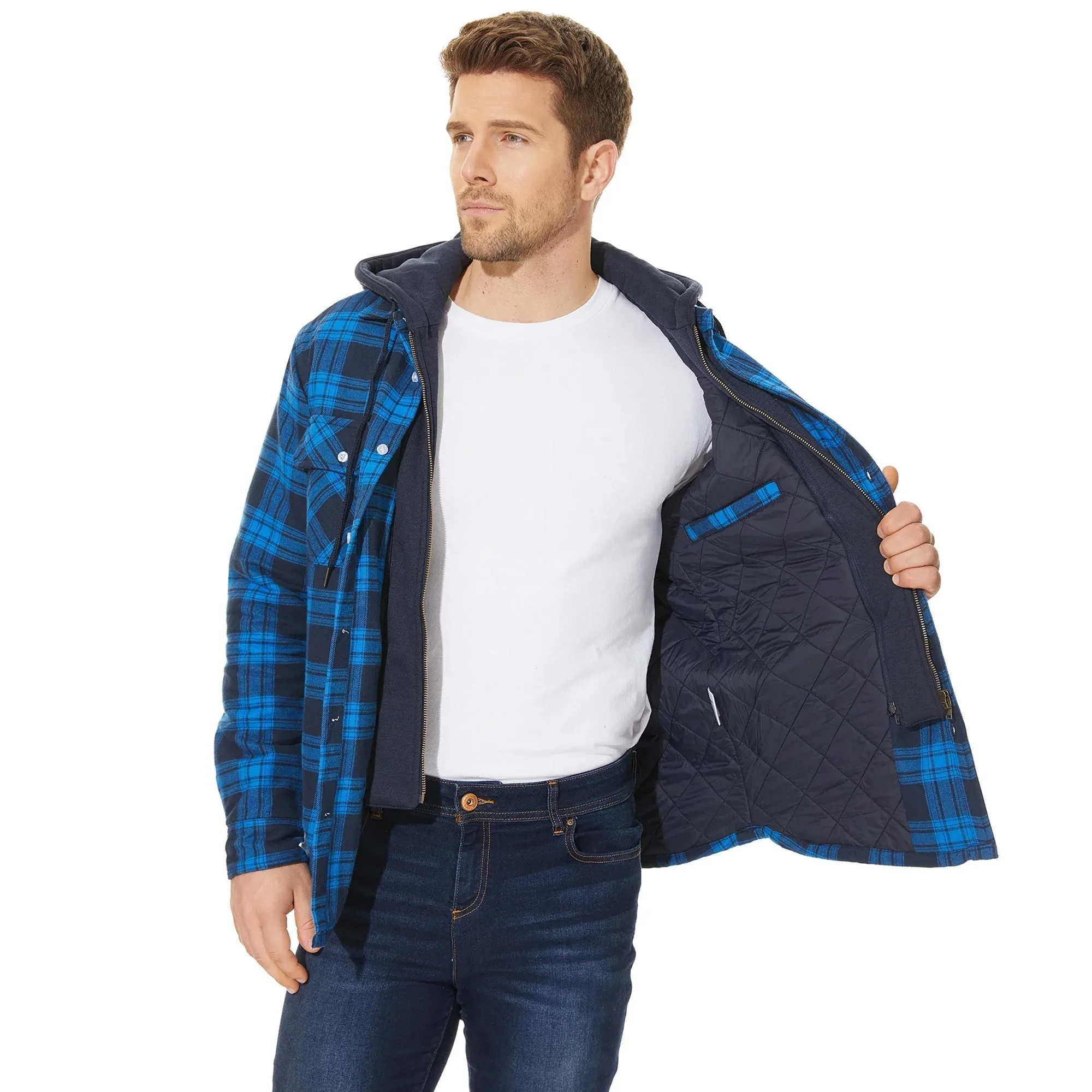 Lightweight Cozy Men's Hooded Jacket - Shirt Style, Fleece - Image 3