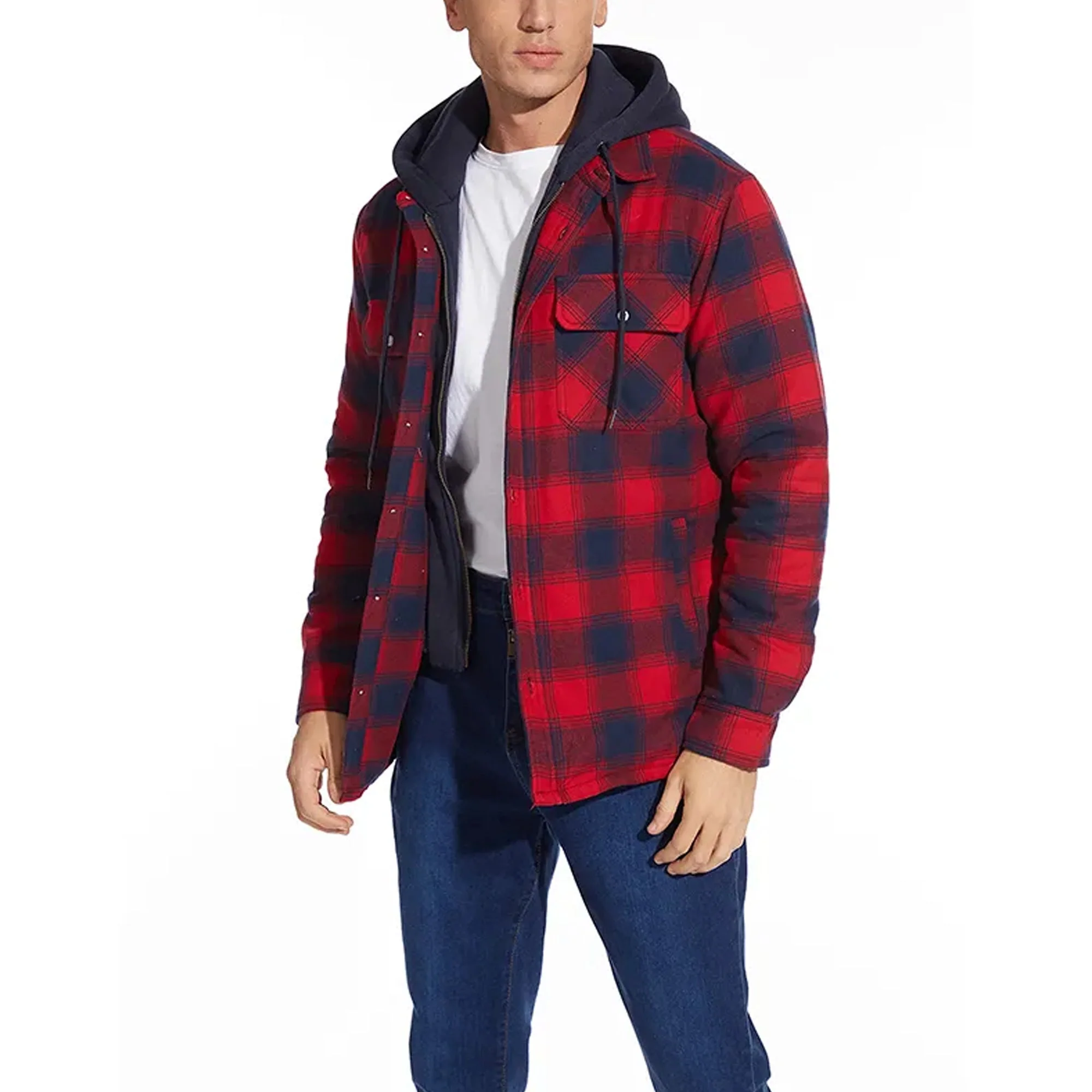 Lightweight Cozy Men's Hooded Jacket - Shirt Style, Fleece - Image 5
