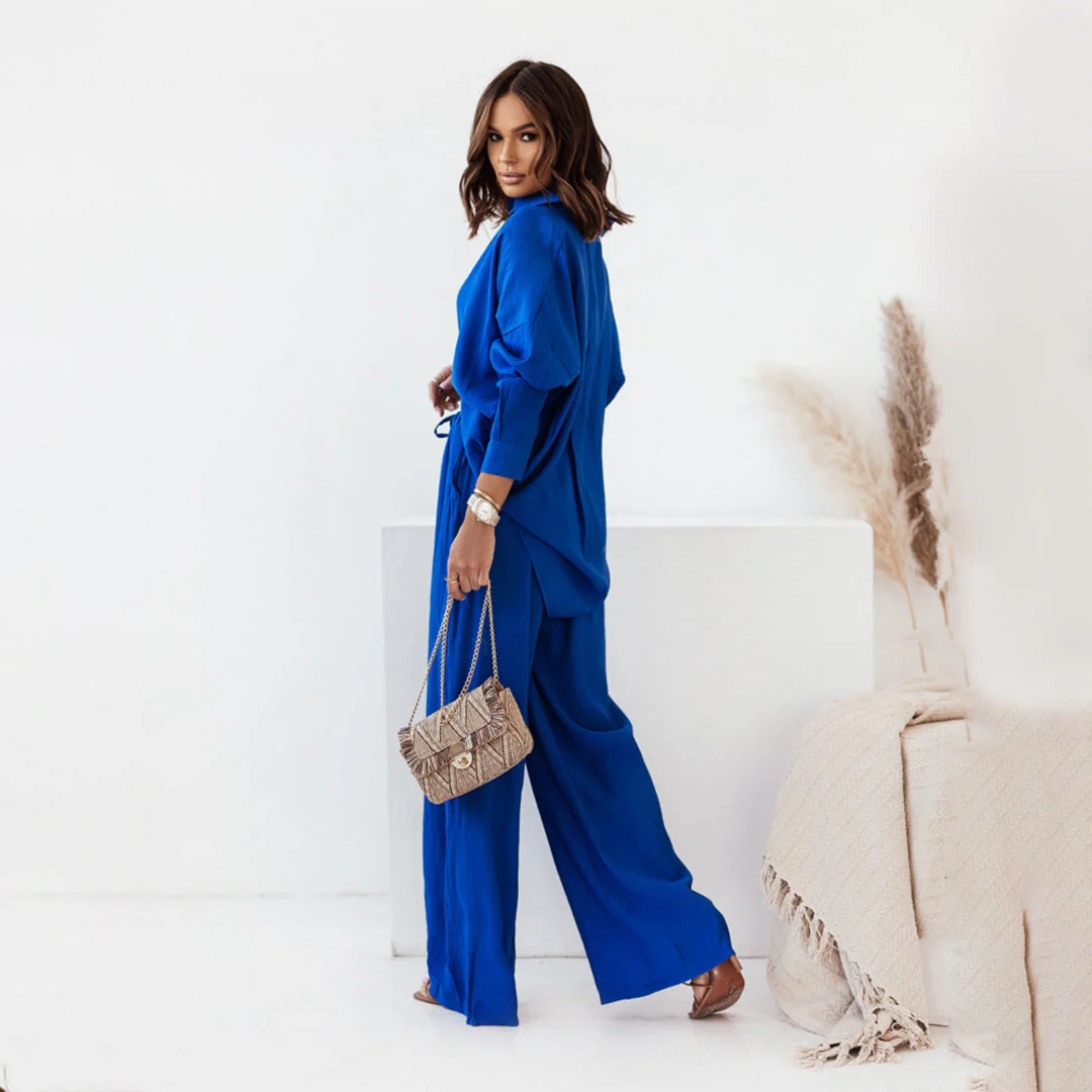 Lightweight & cozy women’s casual set – long sleeve top and matching pants, breathable cotton, for summer activities - Image 3