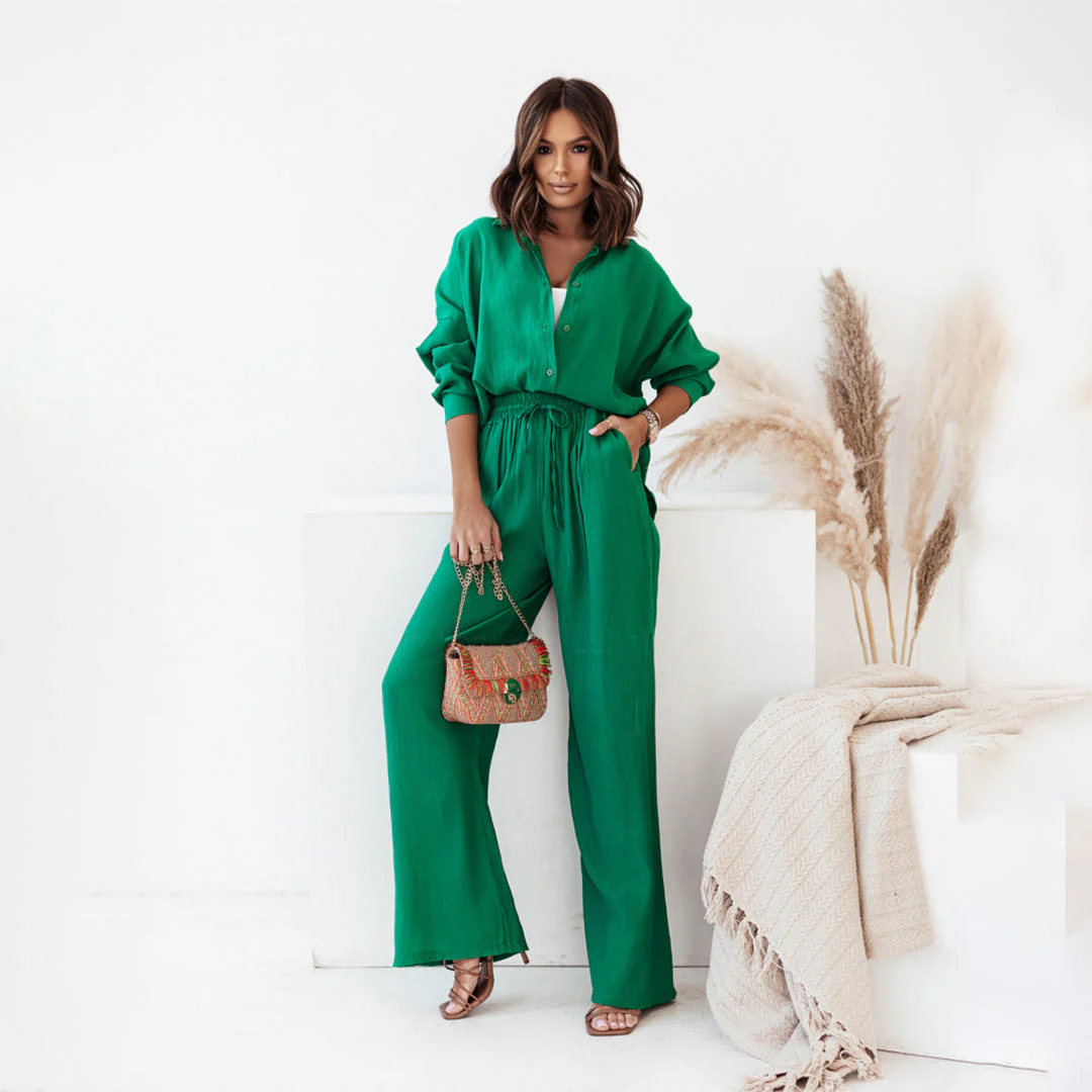 Lightweight & cozy women’s casual set – long sleeve top and matching pants, breathable cotton, for summer activities - Image 4