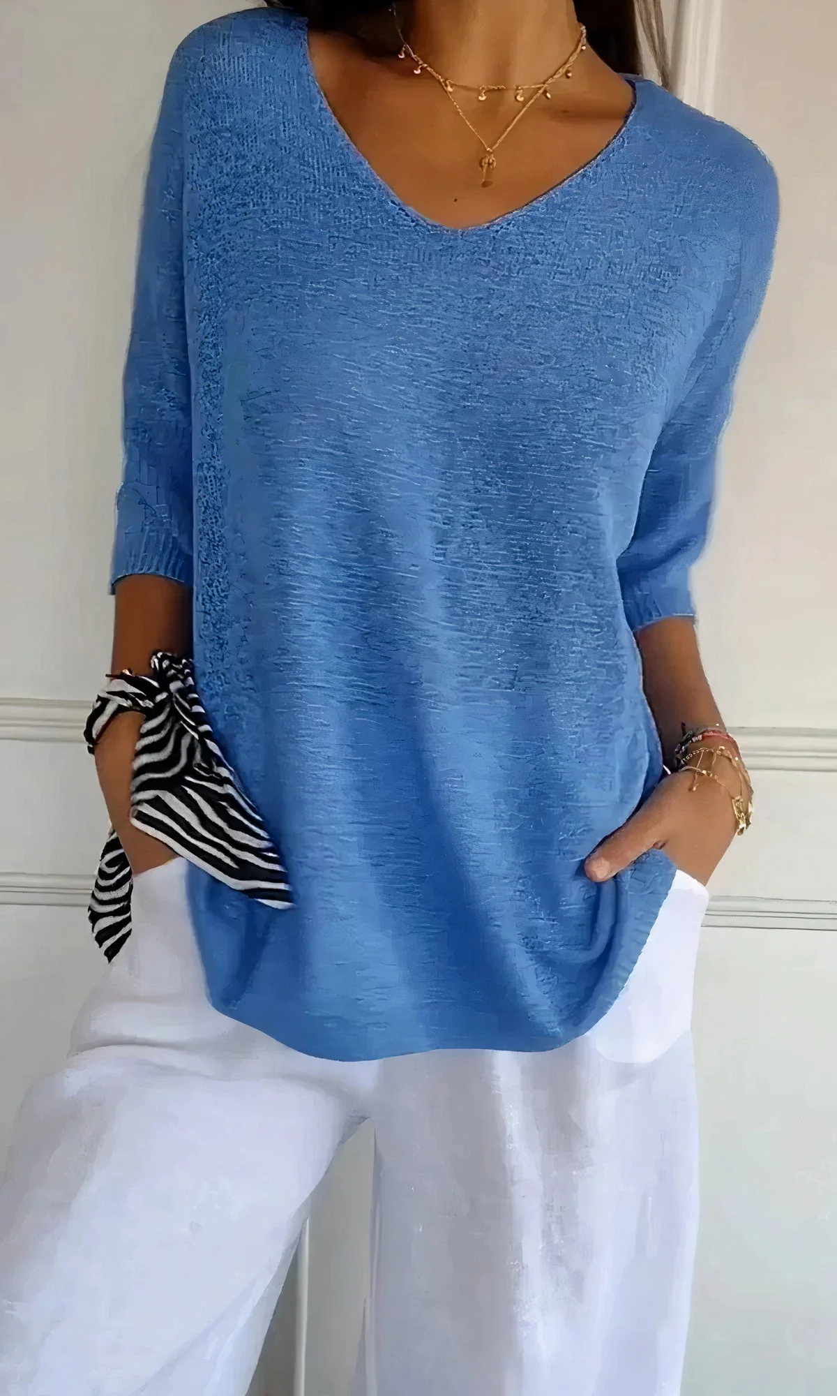 Lightweight & cozy women’s V-neck top – fine knit, for summer activities - Image 6