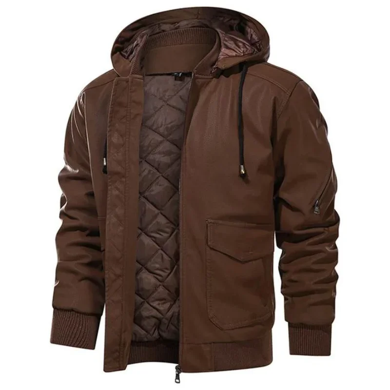 Lightweight Flattering Men's Jacket - Hooded Biker, Quilted - Image 5