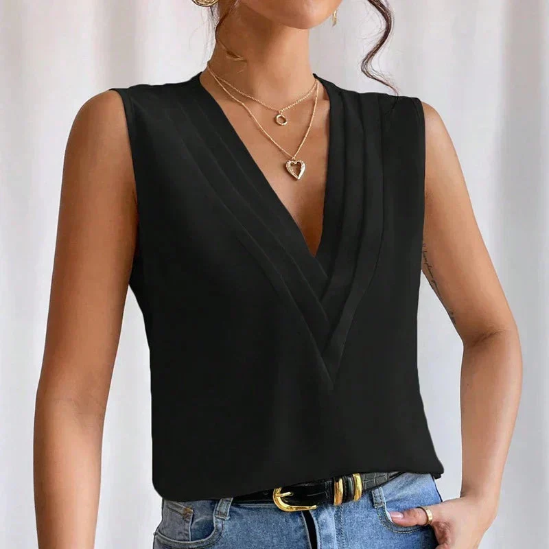 Lightweight & flattering women’s blouse – sleeveless pleated design, high-quality fabric, for elegant occasions - Image 4
