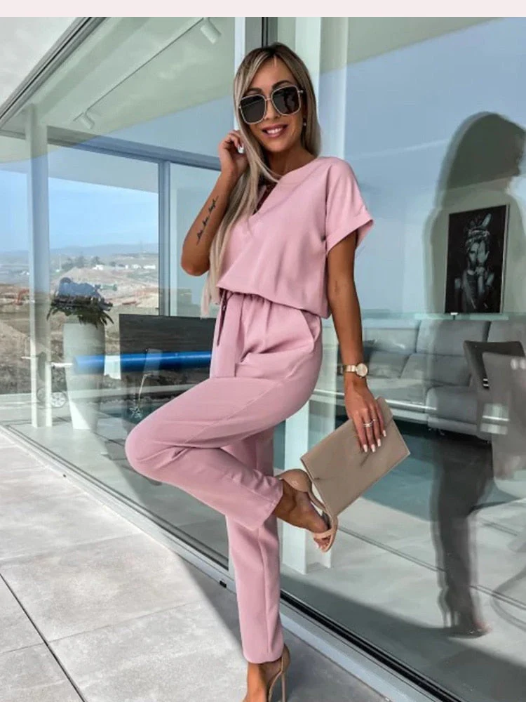 Lightweight & flattering women's jumpsuit – short sleeve, soft fabric, for versatile occasions - Image 4