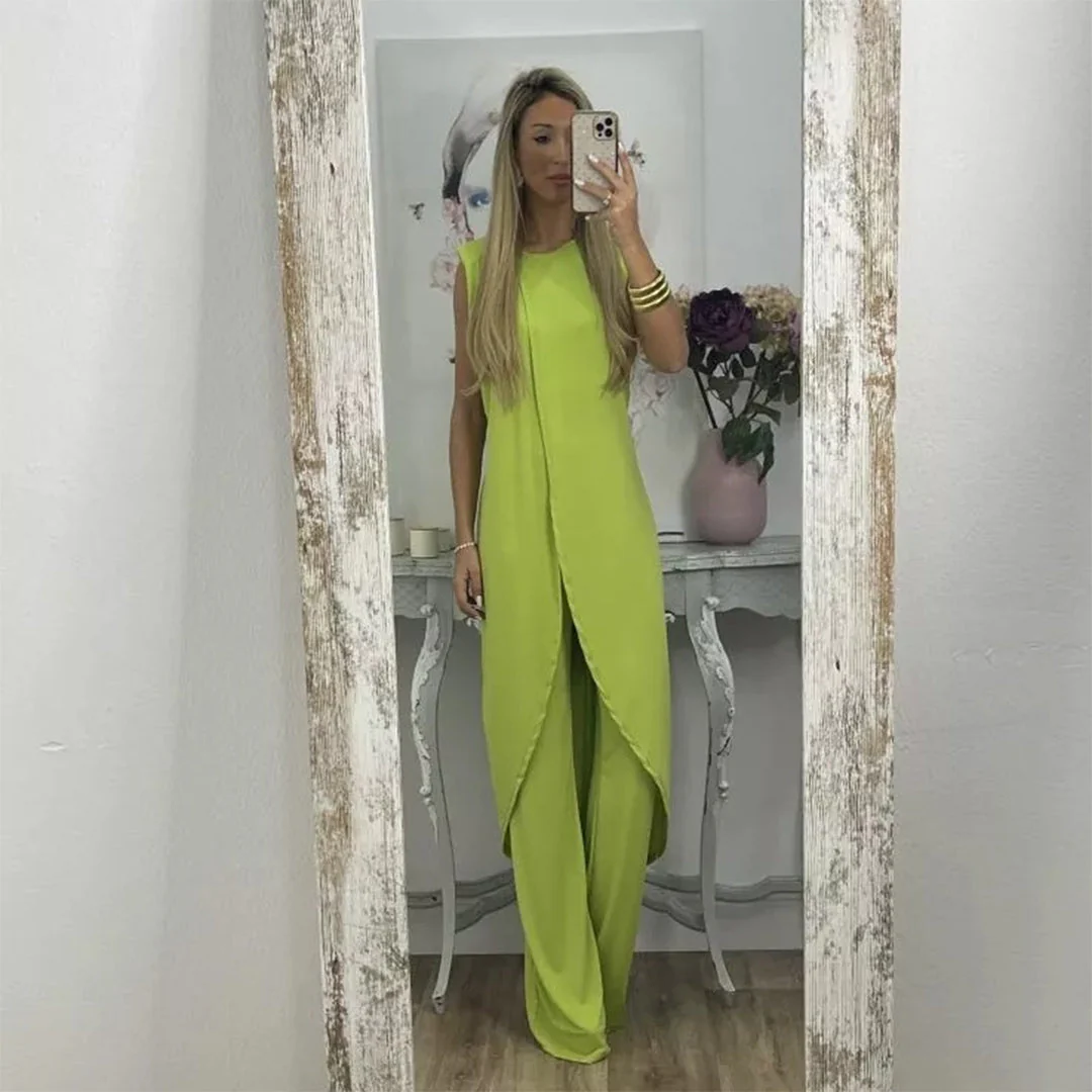 Lightweight & flowy women’s two-piece set – sleeveless top, wide-leg pants, for summer - Image 4