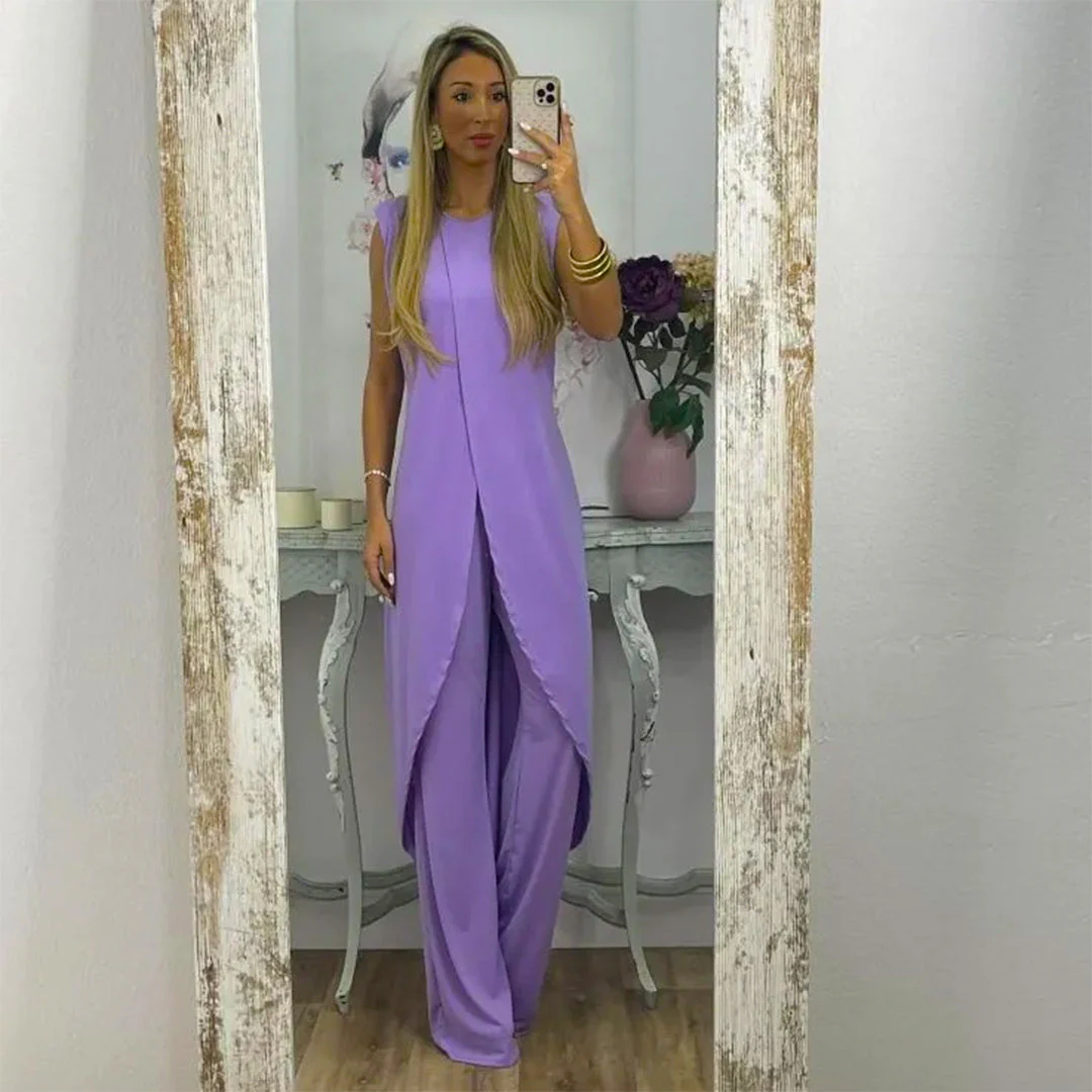 Lightweight & flowy women’s two-piece set – sleeveless top, wide-leg pants, for summer - Image 5
