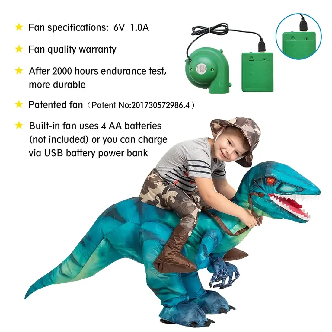 Lightweight Kids Inflatable Dinosaur Costume - Riding T Rex - Image 6