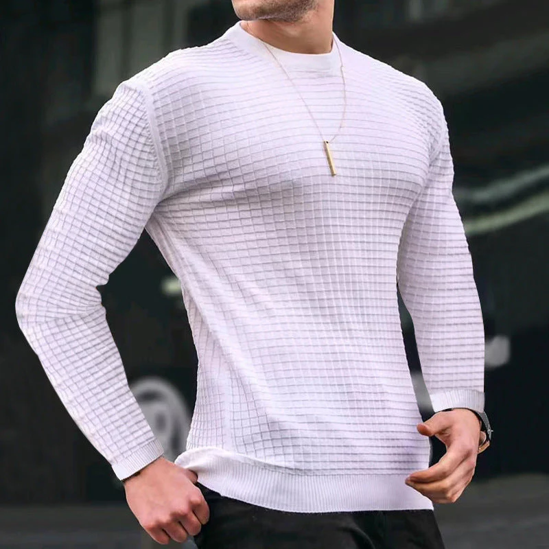 Lightweight Men’s Crew Pullover - Waffle Knit Cotton - Image 6
