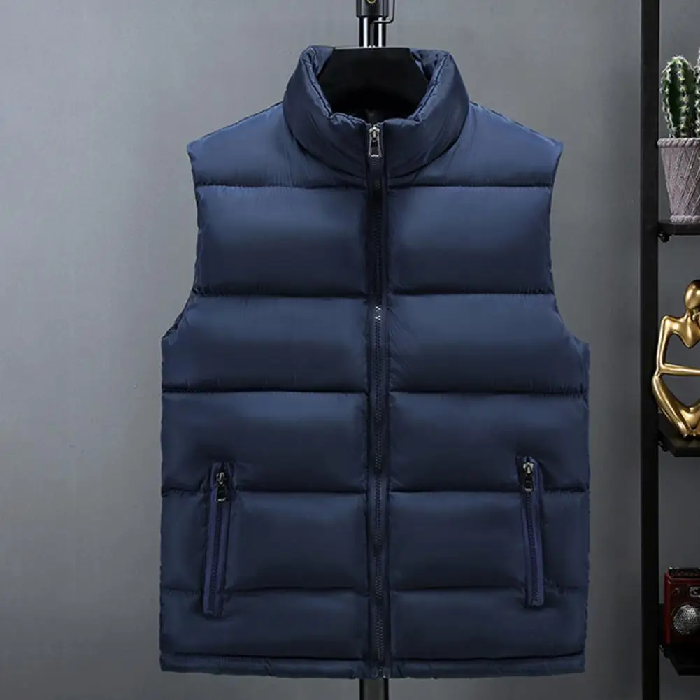 Lightweight Men's Puffer Vest - Slim Stand Collar, Quilted - Image 8