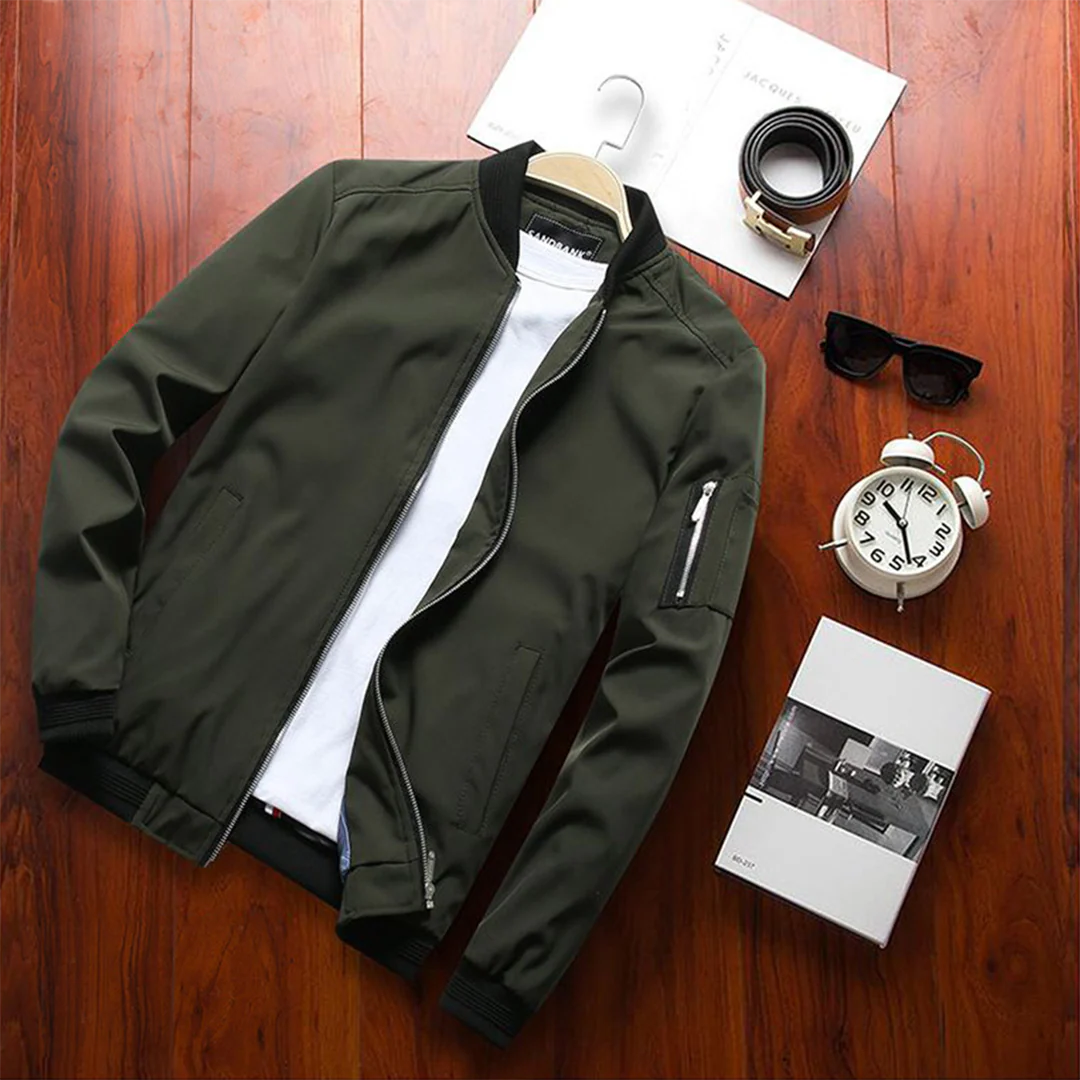 Lightweight Mens Bomber Jacket - Waist Length, Cotton Blend - Image 2