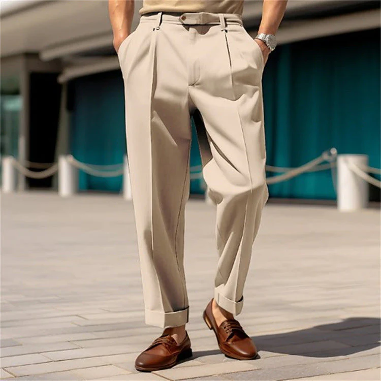 Lightweight men's dress pants – straight cut, breathable fabric, for formal occasions - Image 2