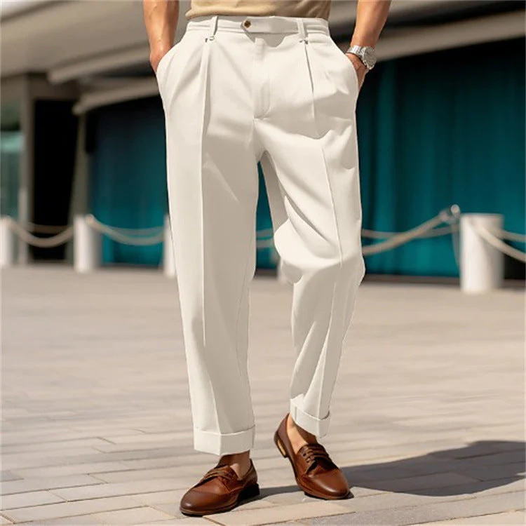 Lightweight men's dress pants – straight cut, breathable fabric, for formal occasions - Image 3