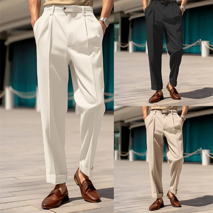 Lightweight men's dress pants – straight cut, breathable fabric, for formal occasions - Image 4