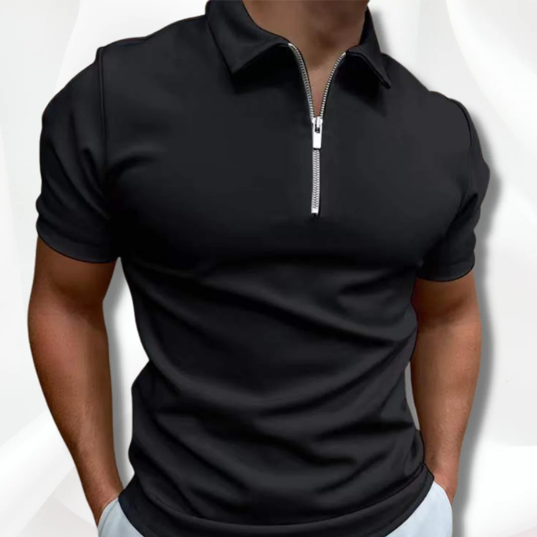 Lightweight men's polo shirt – classic cut, cotton, for casual and office wear - Image 3