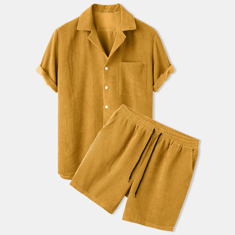 Lightweight men's summer set – casual corduroy style, breathable fabric, for outdoor activities - Image 2