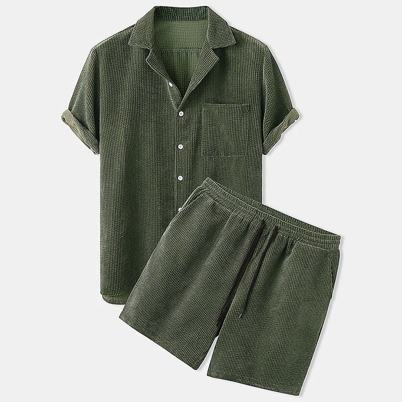 Lightweight men's summer set – casual corduroy style, breathable fabric, for outdoor activities - Image 3