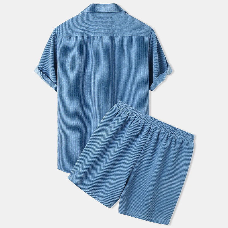 Lightweight men's summer set – casual corduroy style, breathable fabric, for outdoor activities - Image 4