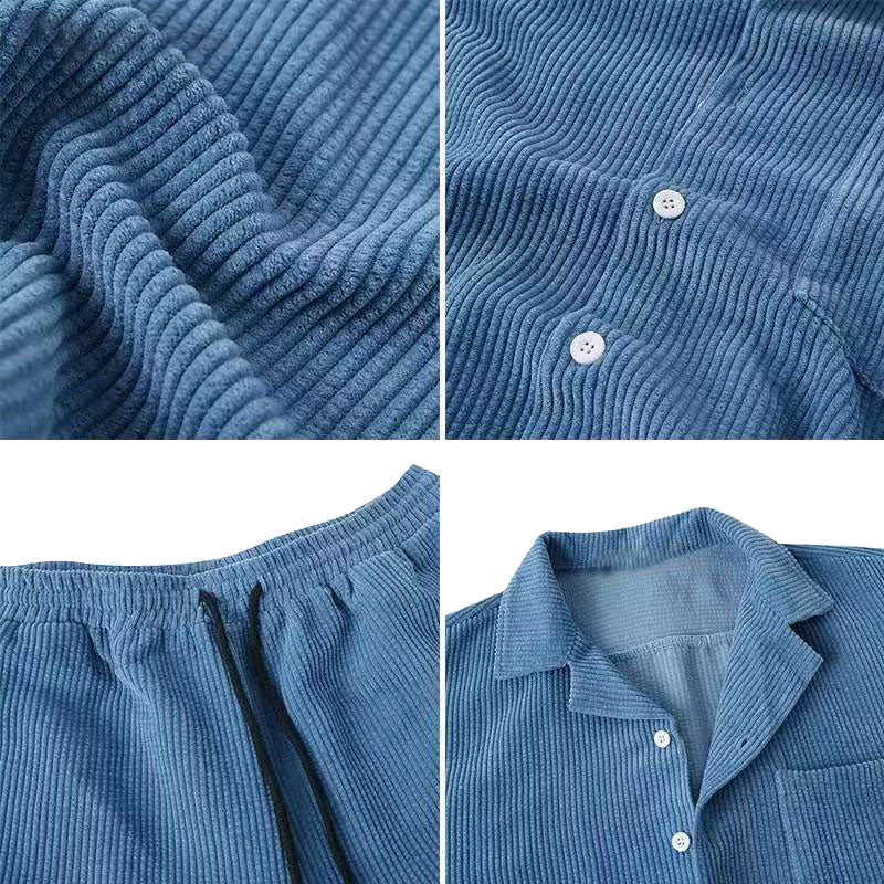 Lightweight men's summer set – casual corduroy style, breathable fabric, for outdoor activities - Image 6