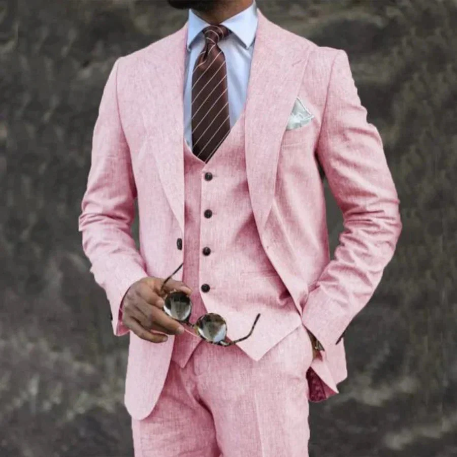 Lightweight men's three-piece suit – classic notch collar, breathable fabric, for weddings and formal events - Image 7