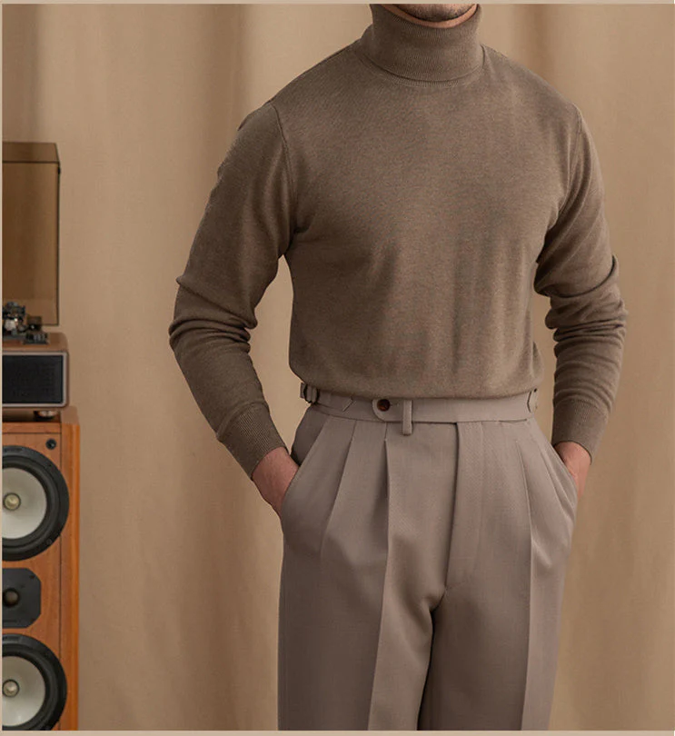 Lightweight Mens Turtleneck Sweater - Slim, Wool, Commute - Image 10