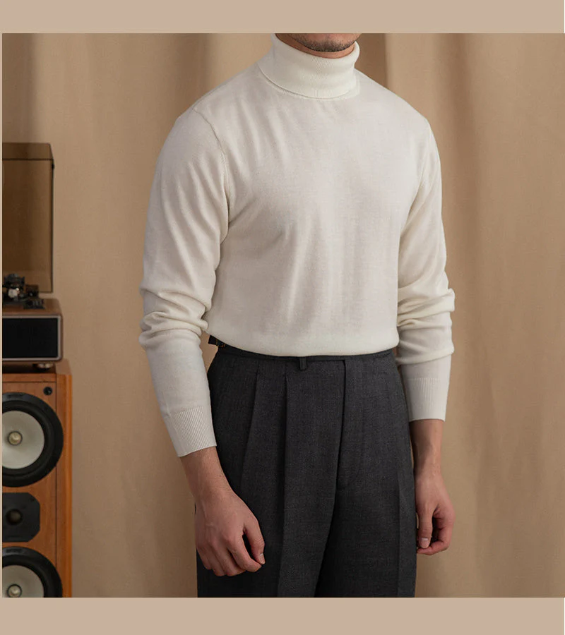 Lightweight Mens Turtleneck Sweater - Slim, Wool, Commute - Image 3