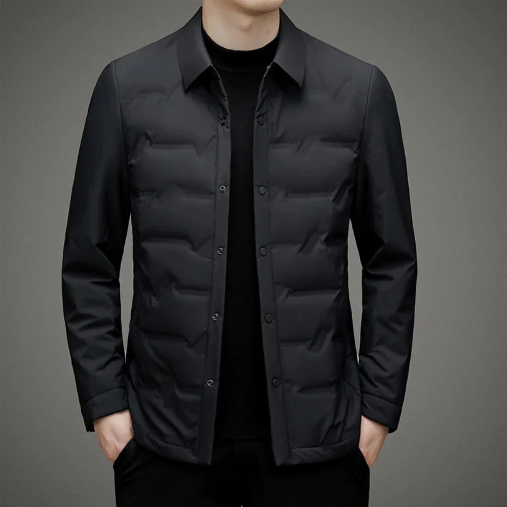 Lightweight Refined Men's Padded Jacket - Shirt Collar Down - Image 4