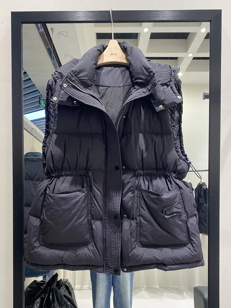 Lightweight Relaxed Women Down Vest - Hooded, Down, Winter - Image 12