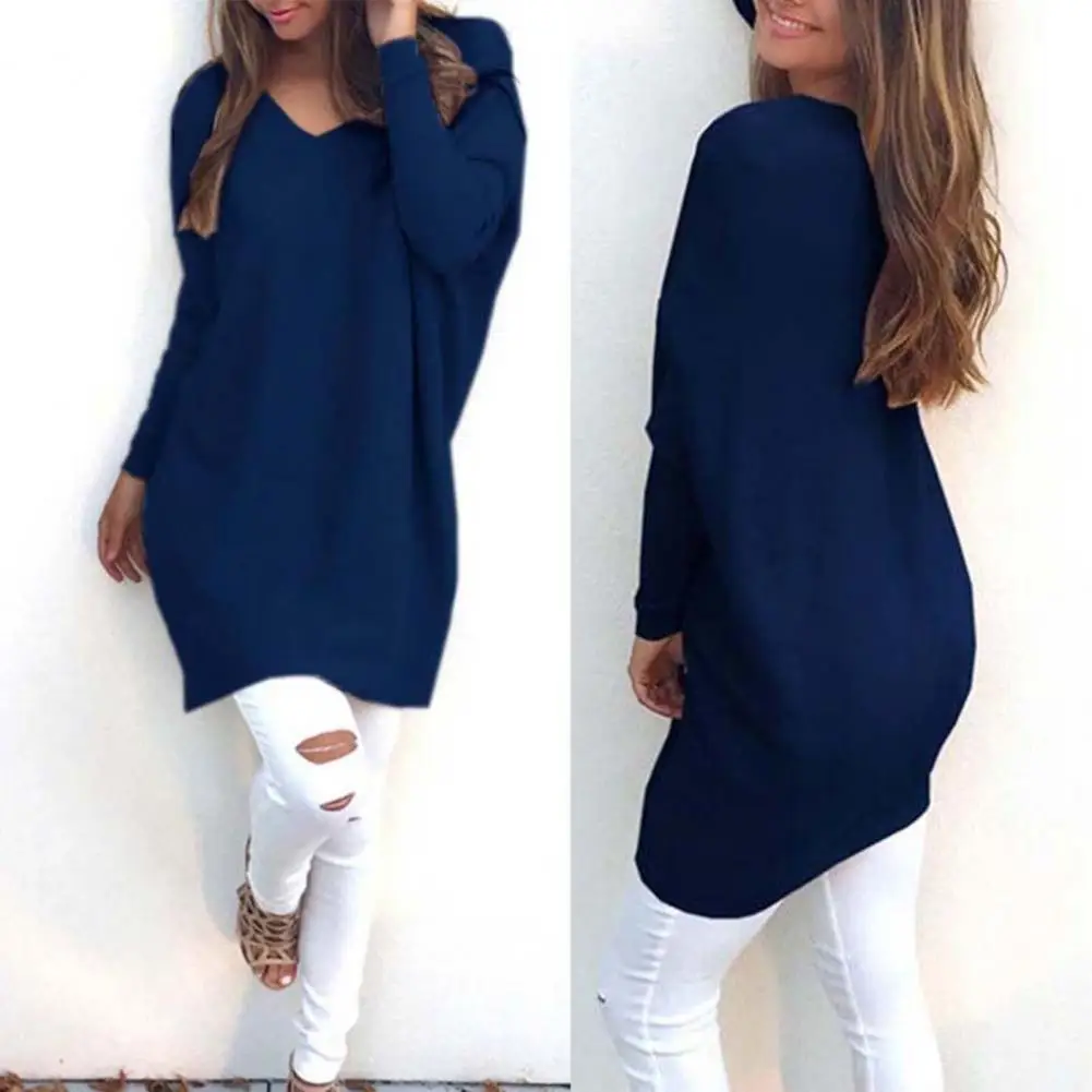 Lightweight Relaxed Women’s Tunic Sweater - V Neck, Knit - Image 4