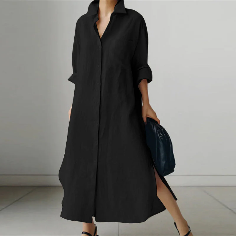 Lightweight Shirt Dress for Women, Elegant Spring Style, Versatile Casual & Formal Wear - Image 3