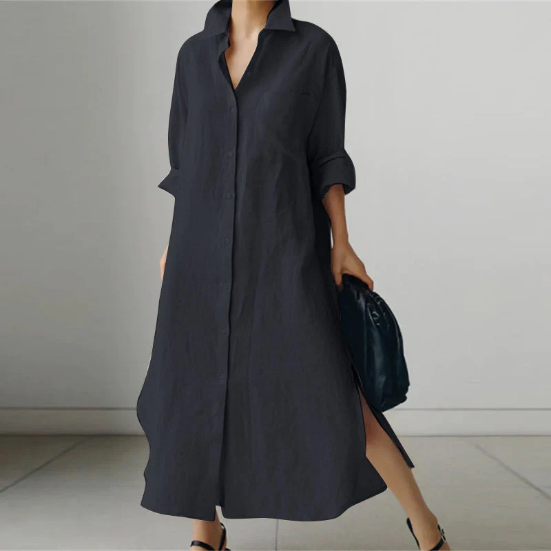 Lightweight Shirt Dress for Women, Elegant Spring Style, Versatile Casual & Formal Wear - Image 4