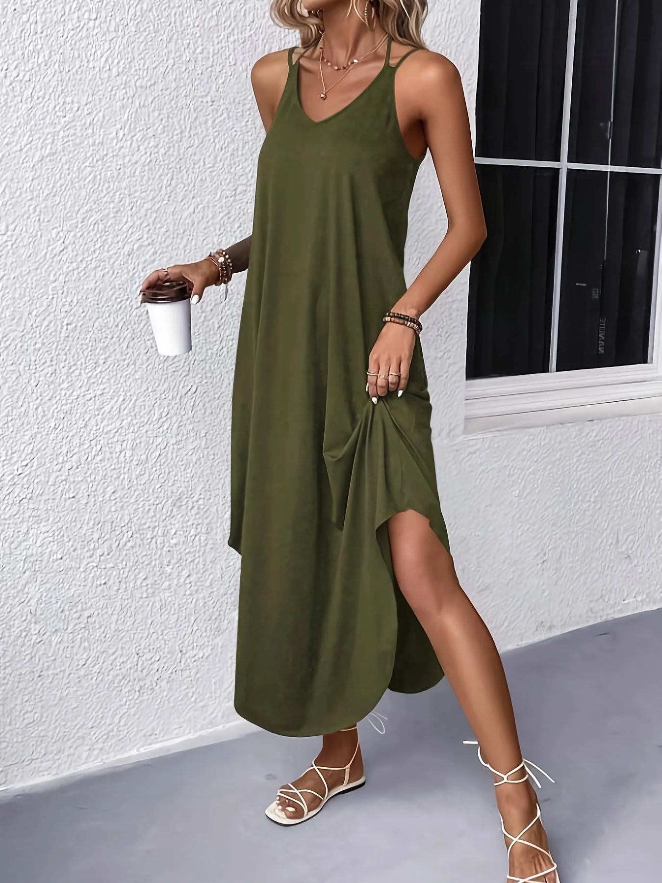 Lightweight Summer Cami Dress for Women, V-Neck Loose Fit, Breathable Fabric, Available in Multiple Colors - Image 6