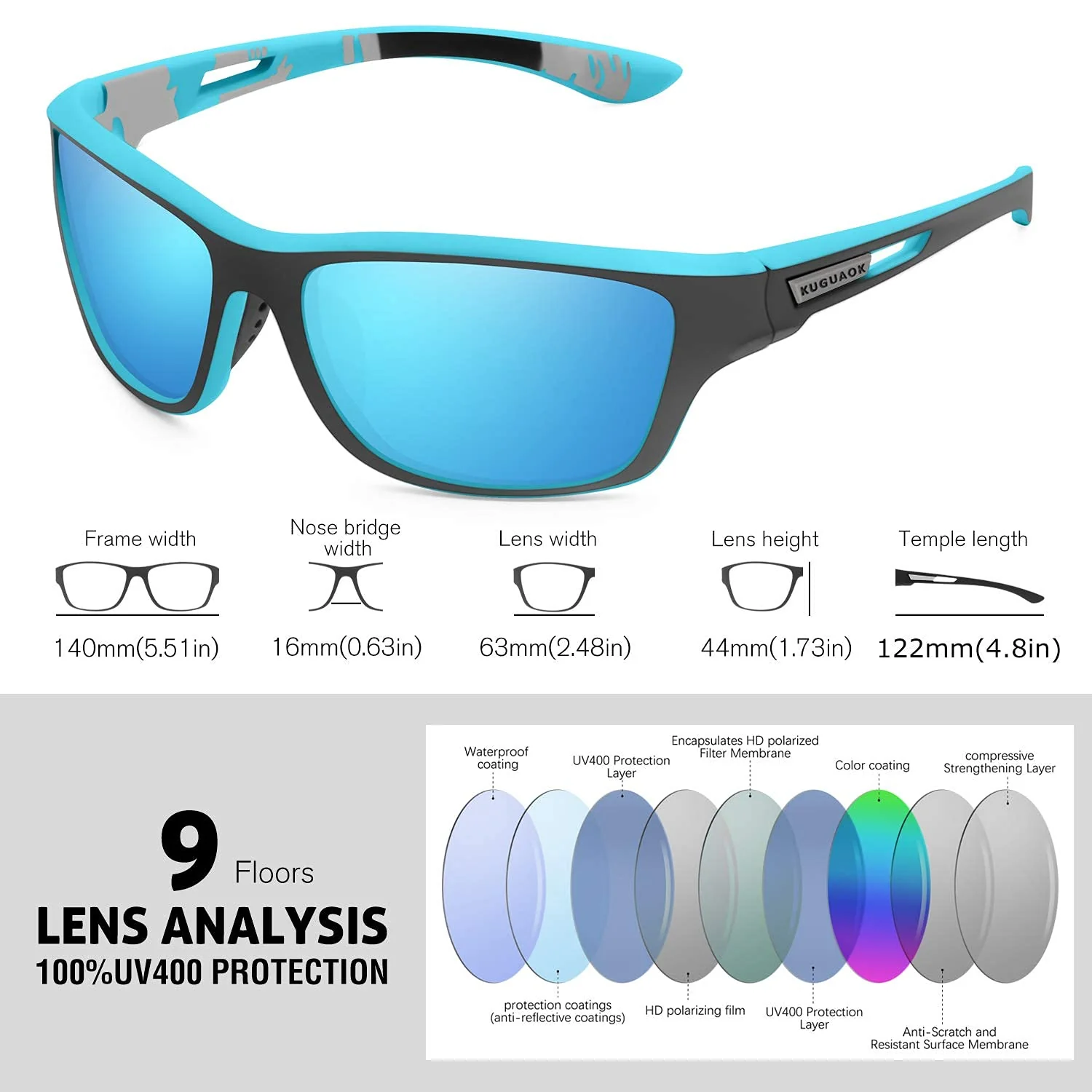 Lightweight unisex outdoor sports sunglasses – polarized TAC lens, scratch-resistant, for active recreation - Image 5