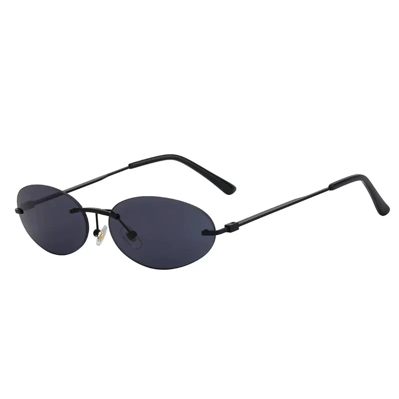 Lightweight unisex oval sunglasses – rimless design, high-quality plastic, for beach and city - Image 10