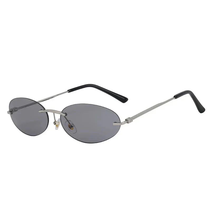 Lightweight unisex oval sunglasses – rimless design, high-quality plastic, for beach and city - Image 12