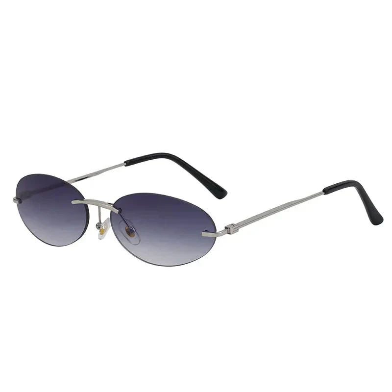 Lightweight unisex oval sunglasses – rimless design, high-quality plastic, for beach and city - Image 7
