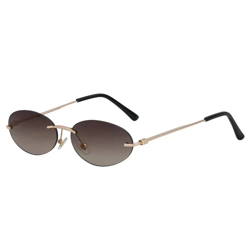 Lightweight unisex oval sunglasses – rimless design, high-quality plastic, for beach and city - Image 8