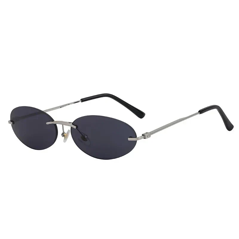 Lightweight unisex oval sunglasses – rimless design, high-quality plastic, for beach and city - Image 9